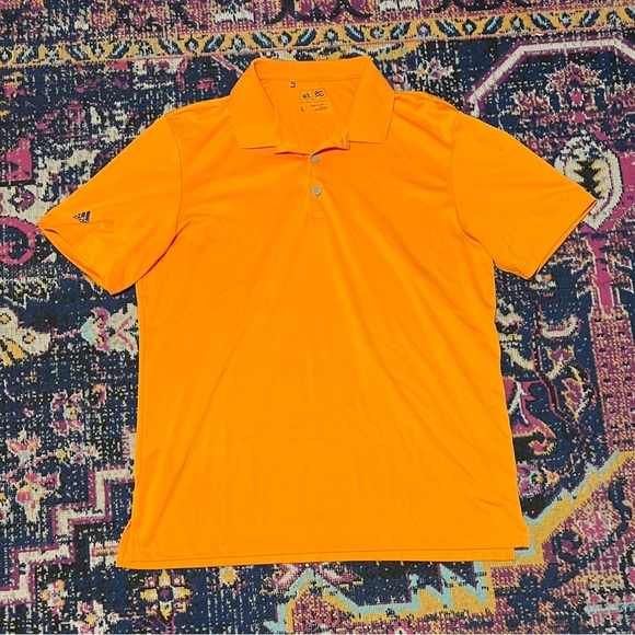 Adidas Short Sleeve Polo Shirt Men's Large Orange - Picture 1 of 2